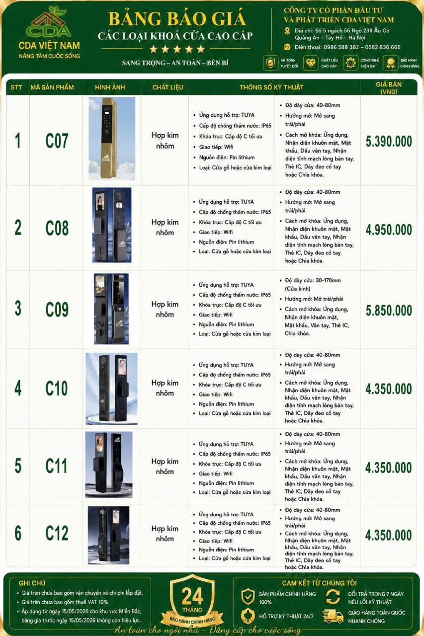 Bảng giá CDA Lock trang 2